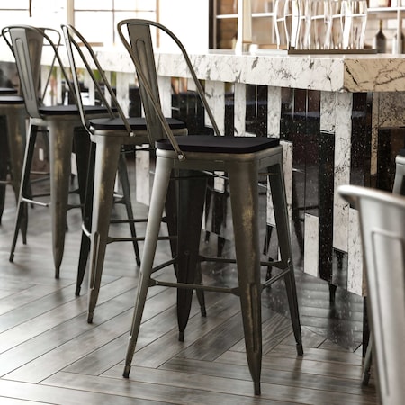 Flash Furniture Copper Metal Stool with Black Poly Seat ET-3534-30-COP-PL1B-GG
